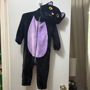 Black and Purple Fleece Cozy Cat Kids Costume